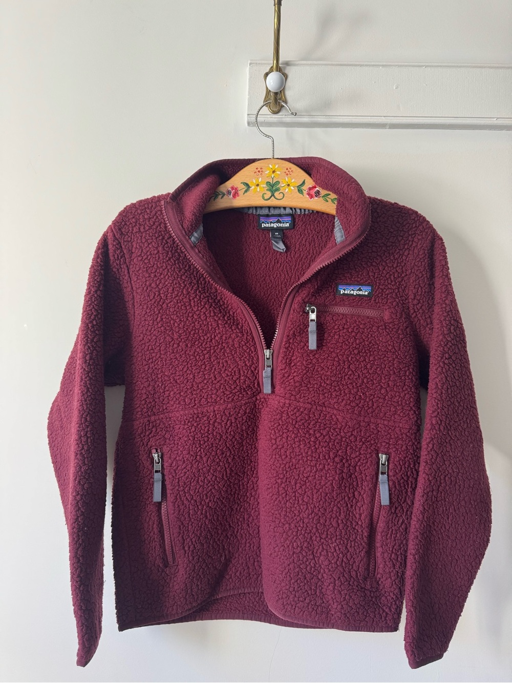 Patagonia Burgundy Sherpa Half-Zip Hoodie